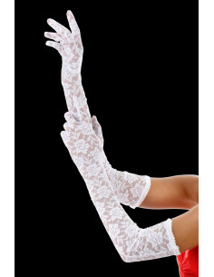 013G-WH Long lace gloves