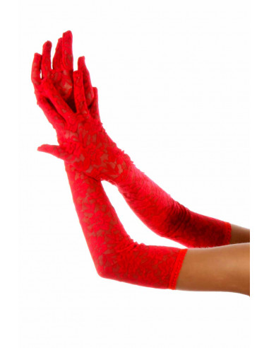 013G-RD Long lace gloves
