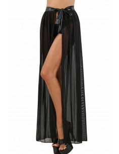 20645-BK Long fine mesh Skirt