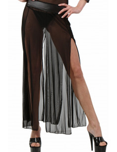 9099JUP-BK Long slit Skirt