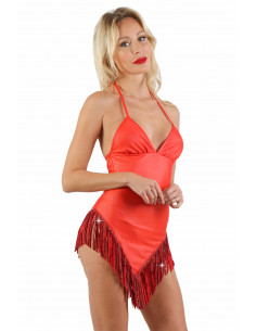 20753-RD Dress with fringes...
