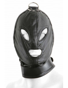 1 Masque BDSM en simili-cuir. Fermeture laçage arrière.