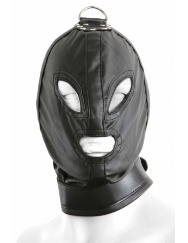 1 Masque BDSM en simili-cuir. Fermeture laçage arrière.