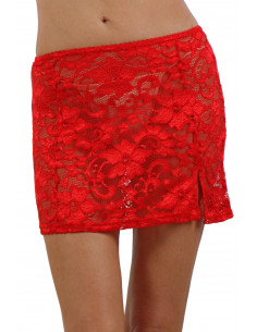 20883-RD Slit lace Skirt