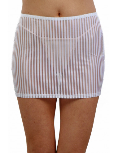 20408-WH Opaque striped tulle Skirt