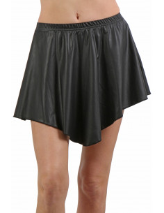 21161-BK Flared Wetlook Skirt