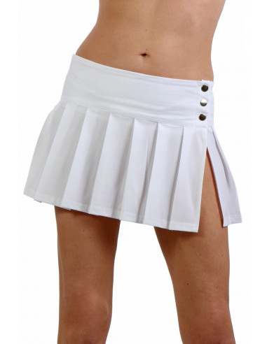 20923-WH Pleated mini Skirt with snaps