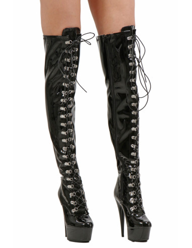 S9215-BK Vinyl thigh high Boots with...