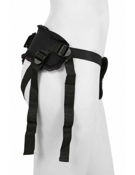 2 Harnais ceinture molletonné fixation jock-strap laissant l entre jambes ouvert. Finition dentelle.