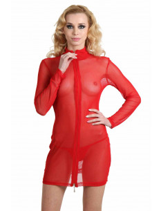 1 Robe sexy tulle stretch, Manches longues, Zip double sens devant.
