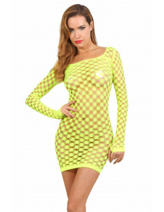 1 Robe fishnet manches longues avec col rond large
