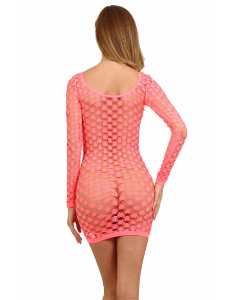 3 Robe fishnet manches longues avec col rond large